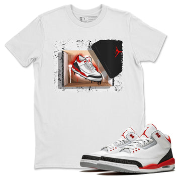 Jordan 3 Fire Red Sneaker Match Tees New Kicks Sneaker Tees Jordan 3 Fire Red Sneaker Release Tees Unisex Shirts