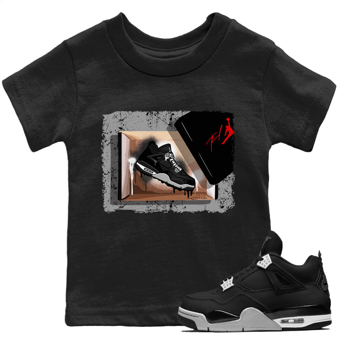 Jordan 4 Black Canvas Sneaker Match Tees New Kicks Sneaker Tees Jordan 4 Black Canvas Sneaker Release Tees Kids Shirts