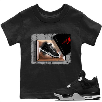 Jordan 4 Black Canvas Sneaker Match Tees New Kicks Sneaker Tees Jordan 4 Black Canvas Sneaker Release Tees Kids Shirts