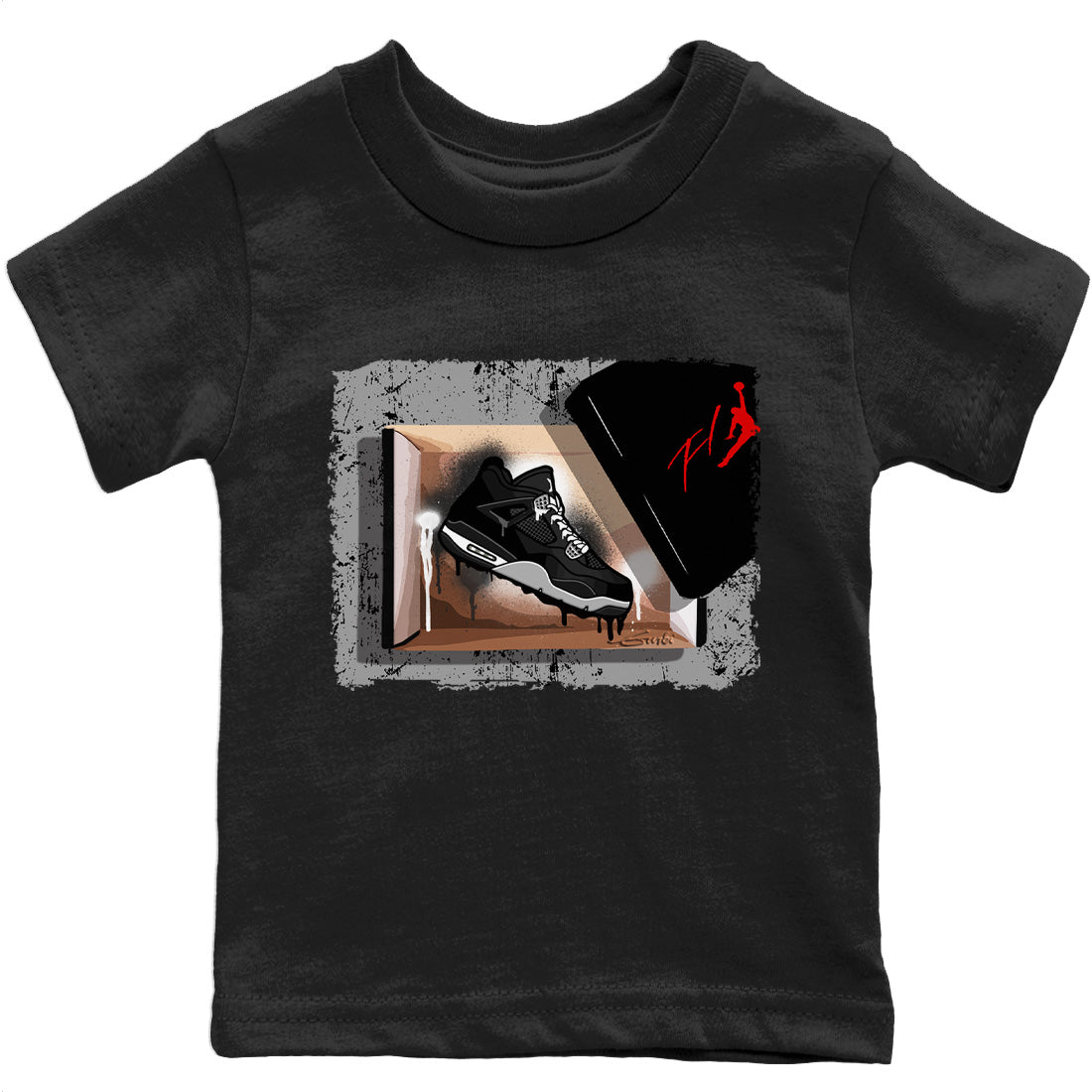 Jordan 4 Black Canvas Sneaker Match Tees New Kicks Sneaker Tees Jordan 4 Black Canvas Sneaker Release Tees Kids Shirts