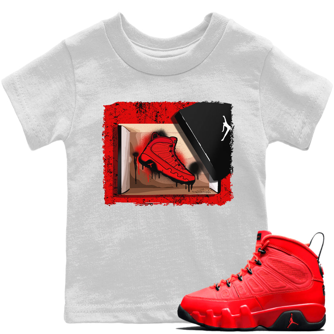 Jordan 9 Chile Red Sneaker Match Tees New Kicks Sneaker Tees Jordan 9 Chile Red Sneaker Release Tees Kids Shirts