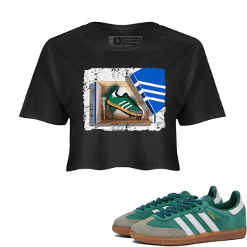 Adidas Samba Collegiate Green Gum shirt to match jordans New Kicks sneaker tees Samba Collegiate Green Gum SNRT Sneaker Release Tees Black 1 Crop T-Shirt