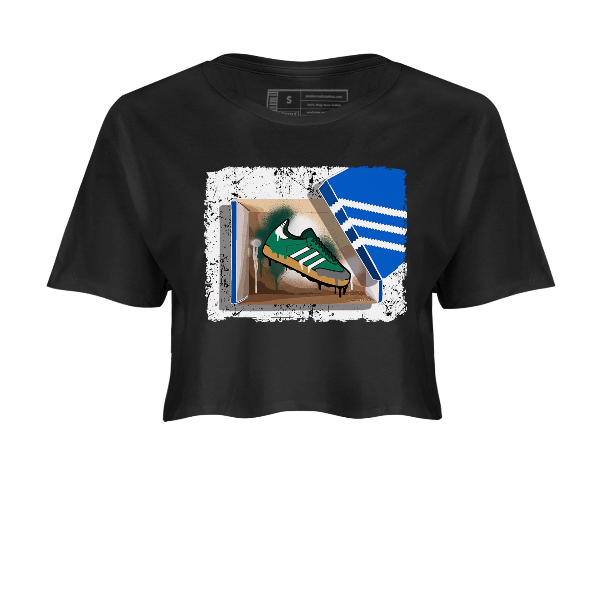 Adidas Samba Collegiate Green Gum shirt to match jordans New Kicks sneaker tees Samba Collegiate Green Gum SNRT Sneaker Release Tees Black 2 Crop T-Shirt
