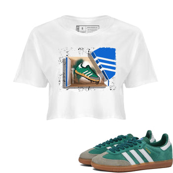 Adidas Samba Collegiate Green Gum shirt to match jordans New Kicks sneaker tees Samba Collegiate Green Gum SNRT Sneaker Release Tees White 1 Crop T-Shirt