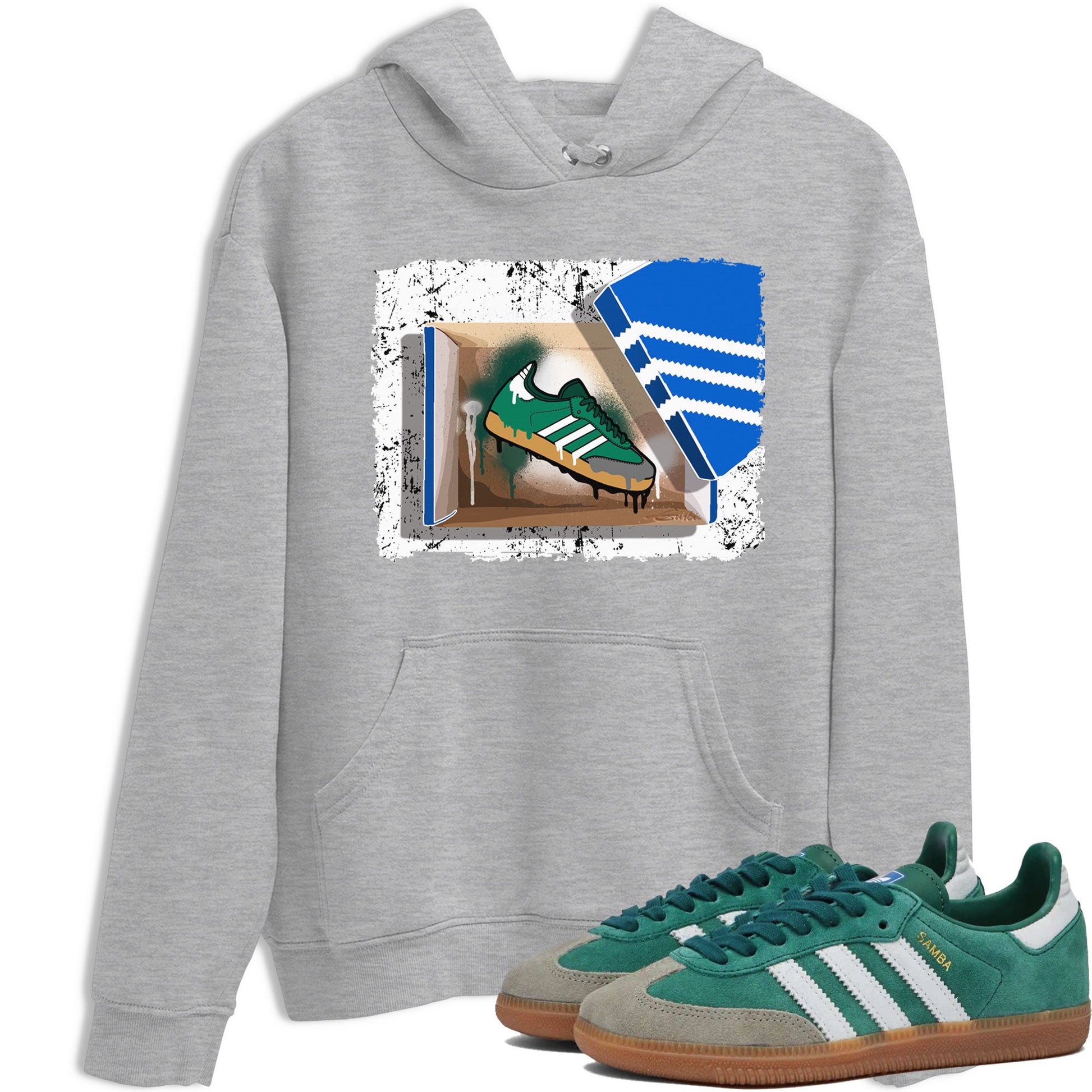 Adidas Samba Collegiate Green Gum shirt to match jordans New Kicks sneaker tees Samba Collegiate Green Gum SNRT Sneaker Release Tees Unisex Heather Grey 1 T-Shirt