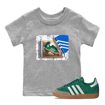 Adidas Samba Collegiate Green Gum shirt to match jordans New Kicks sneaker tees Samba Collegiate Green Gum SNRT Sneaker Release Tees Baby Toddler Heather Grey 1 T-Shirt