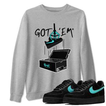 Air Force 1 x Tiffany shirt to match jordans New Treasure Hunter sneaker tees Air Force 1 Tiffany SNRT Sneaker Release Tees unisex cotton Heather Grey 1 crew neck shirt