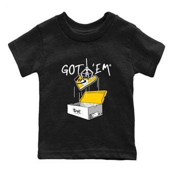1s Yellow Ochre AJ1 Yellow Toe shirt to match jordans New Treasure Hunter sneaker tees Air Jordan 1 Yellow Ochre SNRT sneaker release tees baby toddler Black 2 cotton Shirt