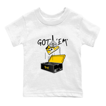 1s Yellow Ochre AJ1 Yellow Toe shirt to match jordans New Treasure Hunter sneaker tees Air Jordan 1 Yellow Ochre SNRT sneaker release tees baby toddler White 2 cotton Shirt