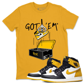 1s Yellow Ochre AJ1 Yellow Toe shirt to match jordans New Treasure Hunter sneaker tees Air Jordan 1 Yellow Ochre SNRT Sneaker Release Tees unisex cotton Gold 1 crew neck shirt