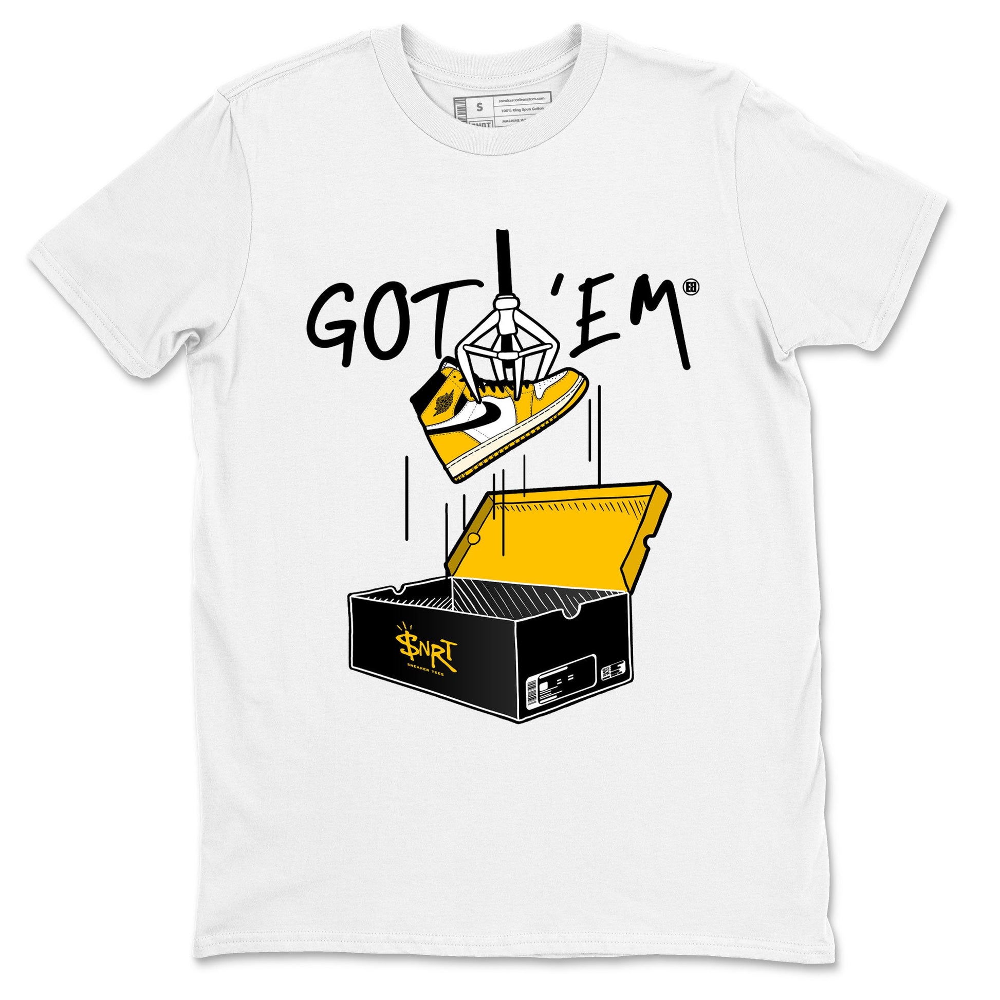 1s Yellow Ochre AJ1 Yellow Toe shirt to match jordans New Treasure Hunter sneaker tees Air Jordan 1 Yellow Ochre SNRT Sneaker Release Tees unisex cotton White 2 crew neck shirt