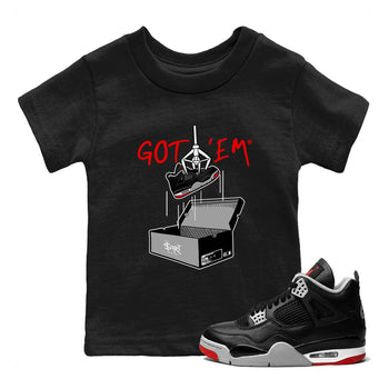 AJ4 Bred Reimagined shirt to match jordans New Treasure Hunter sneaker tees Air Jordan 4 Bred Reimagined SNRT sneaker release tees baby toddler Black 1 cotton Shirt