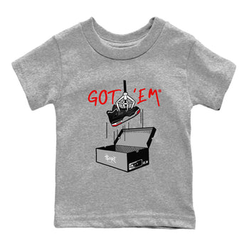 AJ4 Bred Reimagined shirt to match jordans New Treasure Hunter sneaker tees Air Jordan 4 Bred Reimagined SNRT sneaker release tees baby toddler Heather Grey 2 cotton Shirt