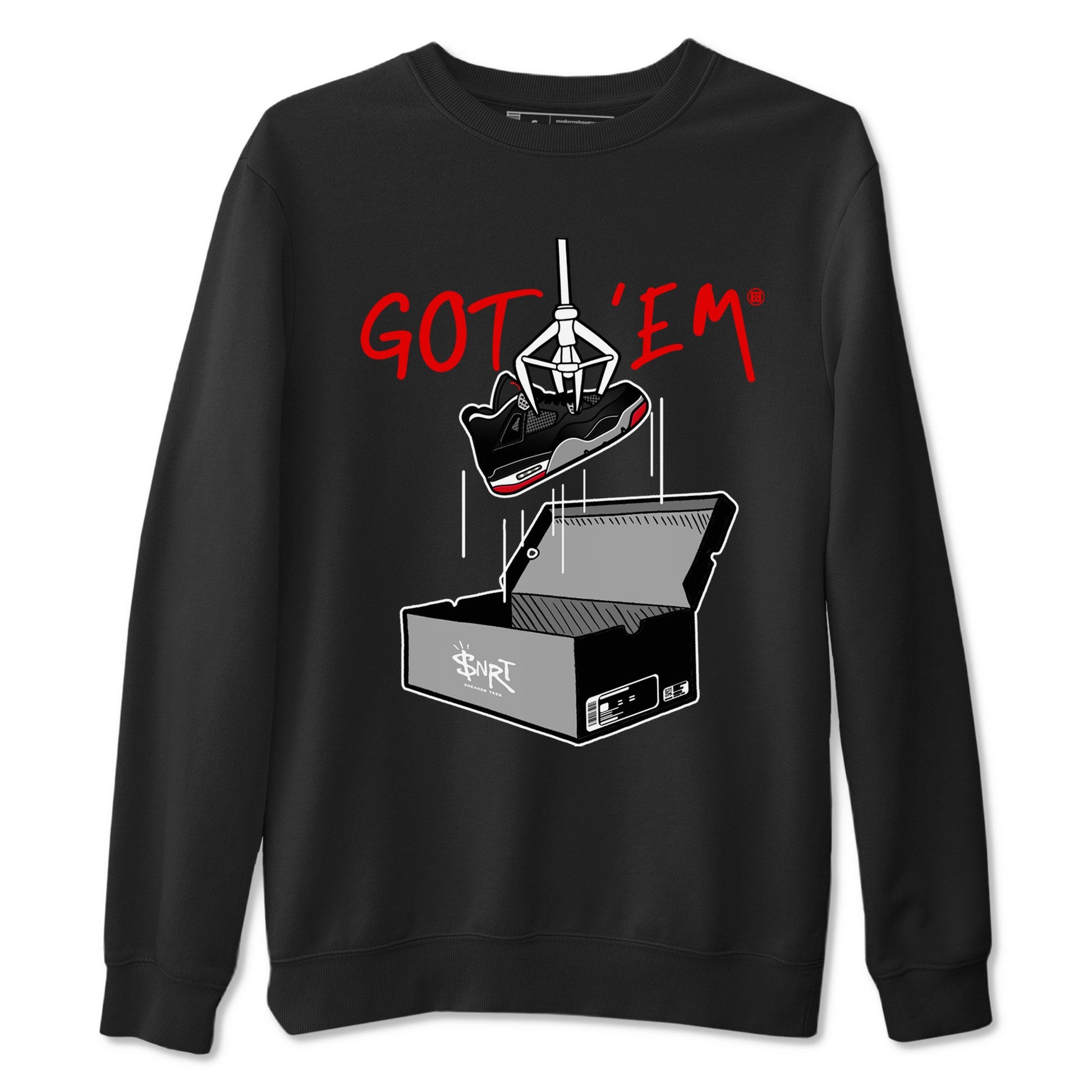 AJ4 Bred Reimagined shirt to match jordans New Treasure Hunter sneaker tees Air Jordan 4 Bred Reimagined SNRT Sneaker Release Tees unisex cotton Black 2 crew neck shirt