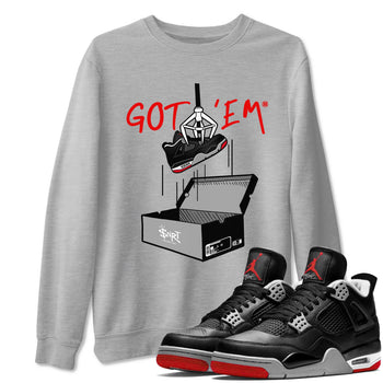 AJ4 Bred Reimagined shirt to match jordans New Treasure Hunter sneaker tees Air Jordan 4 Bred Reimagined SNRT Sneaker Release Tees unisex cotton Heather Grey 1 crew neck shirt