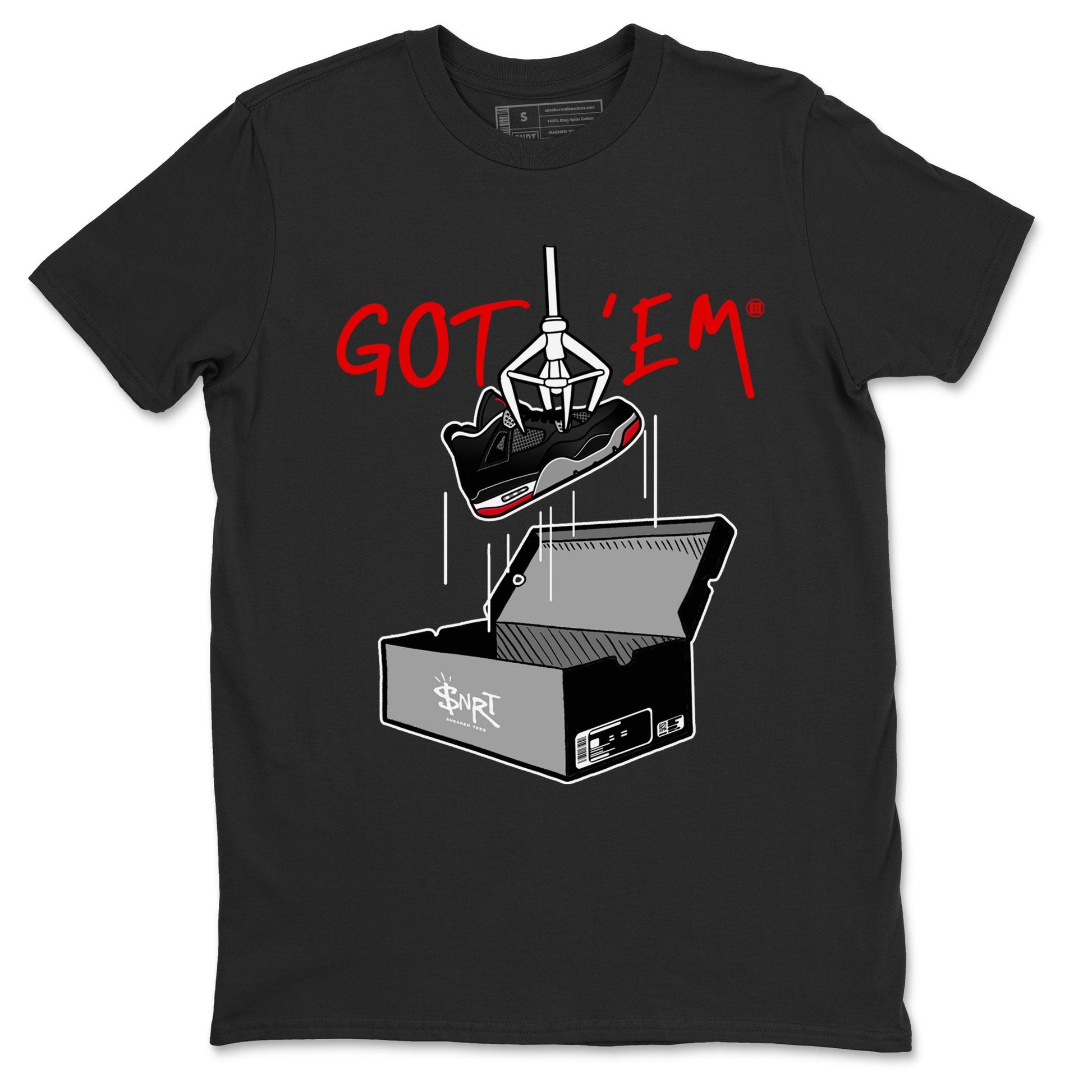 AJ4 Bred Reimagined shirt to match jordans New Treasure Hunter sneaker tees Air Jordan 4 Bred Reimagined SNRT Sneaker Release Tees unisex cotton Black 2 crew neck shirt