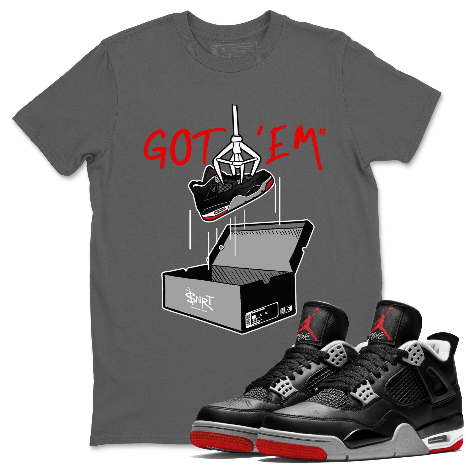 AJ4 Bred Reimagined shirt to match jordans New Treasure Hunter sneaker tees Air Jordan 4 Bred Reimagined SNRT Sneaker Release Tees unisex cotton Cool Grey 1 crew neck shirt