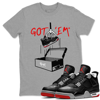 AJ4 Bred Reimagined shirt to match jordans New Treasure Hunter sneaker tees Air Jordan 4 Bred Reimagined SNRT Sneaker Release Tees unisex cotton Heather Grey 1 crew neck shirt