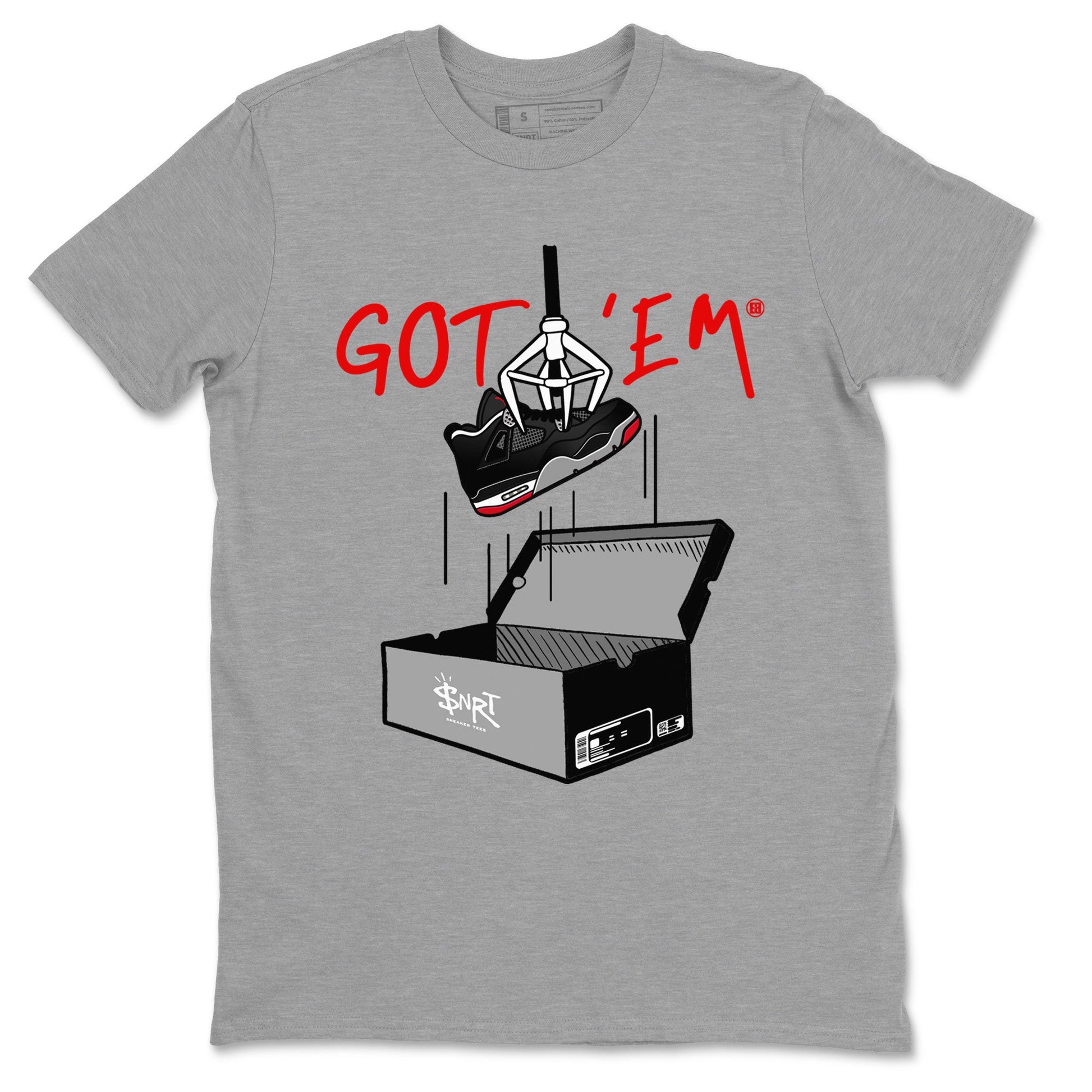 AJ4 Bred Reimagined shirt to match jordans New Treasure Hunter sneaker tees Air Jordan 4 Bred Reimagined SNRT Sneaker Release Tees unisex cotton Heather Grey 2 crew neck shirt