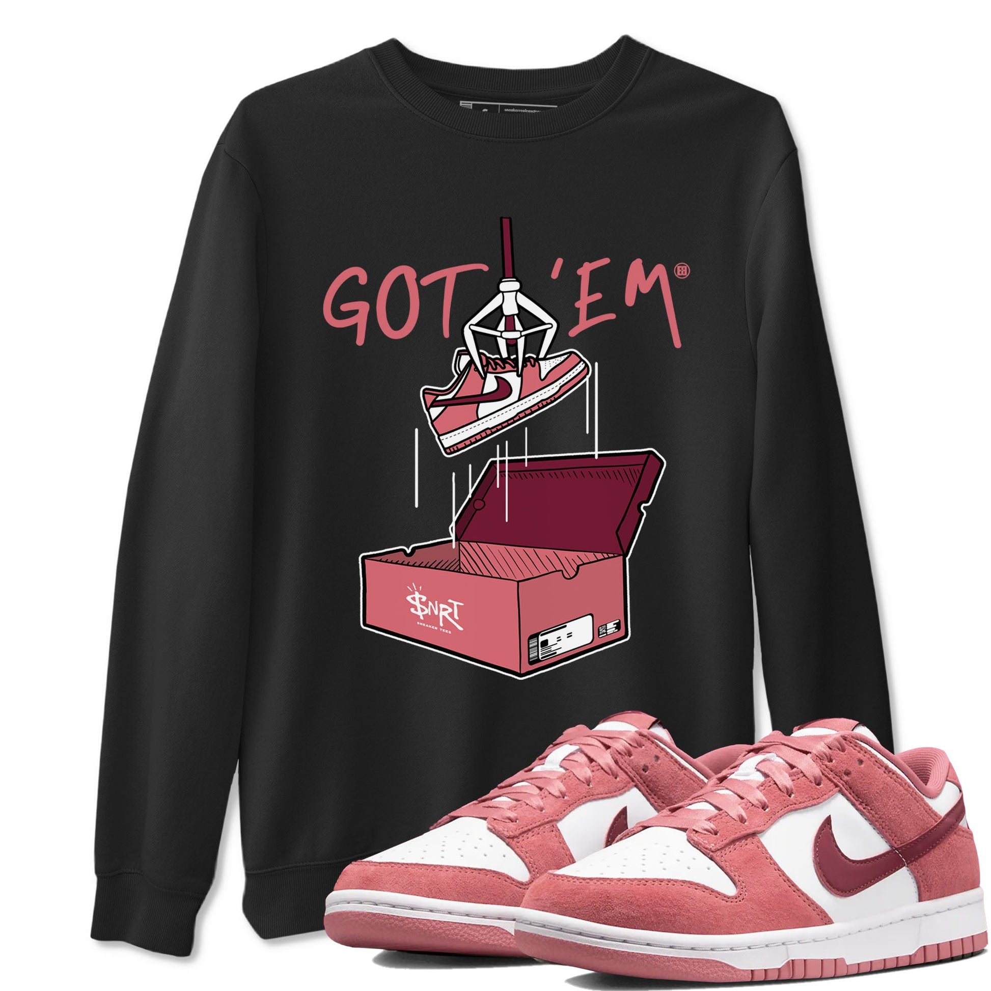 Dunk Valentine's Day shirt to match jordans New Treasure Hunter sneaker tees Dunk Valentines Day SNRT Sneaker Release Tees unisex cotton Black 1 crew neck shirt