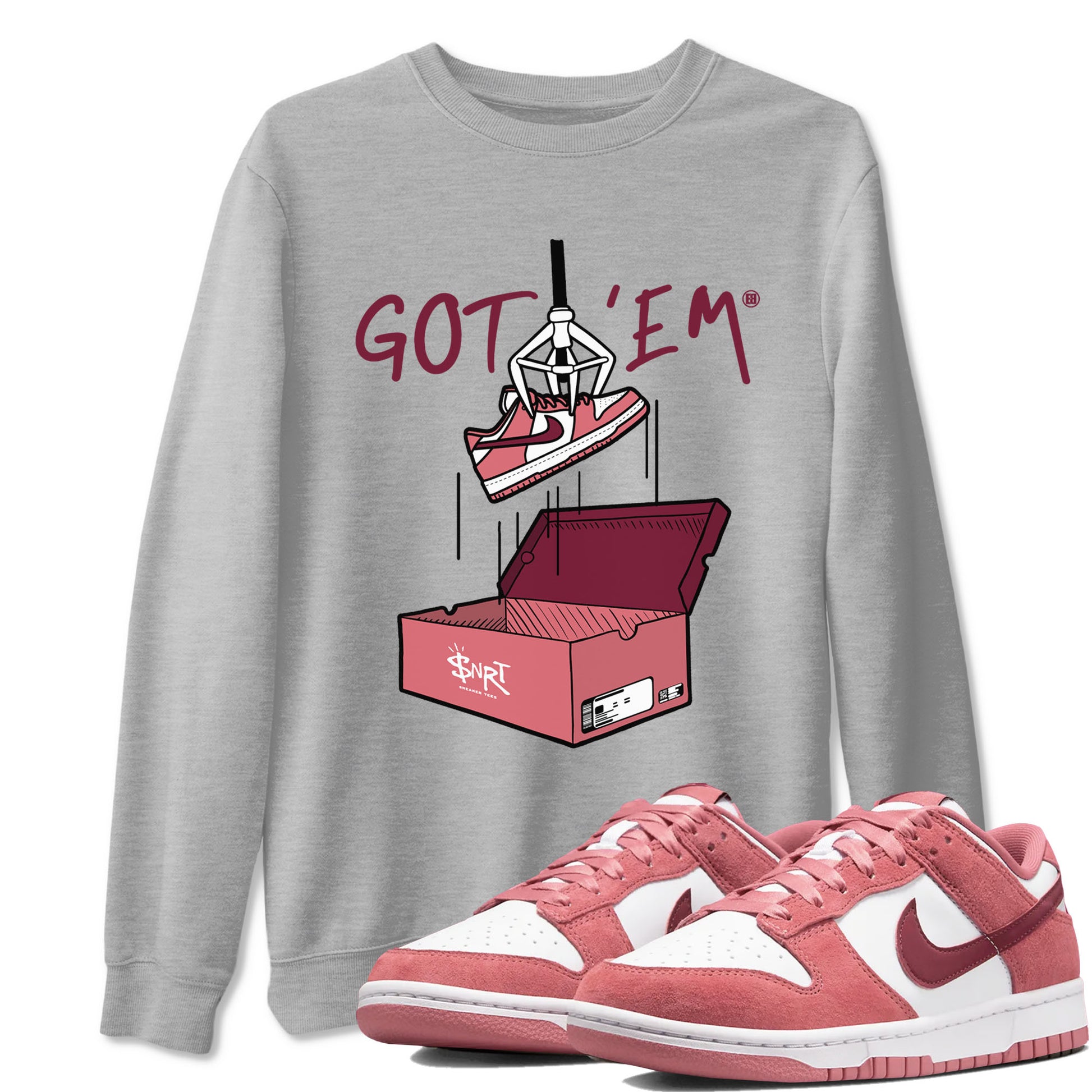 Dunk Valentine's Day shirt to match jordans New Treasure Hunter sneaker tees Dunk Valentines Day SNRT Sneaker Release Tees unisex cotton Heather Grey 1 crew neck shirt