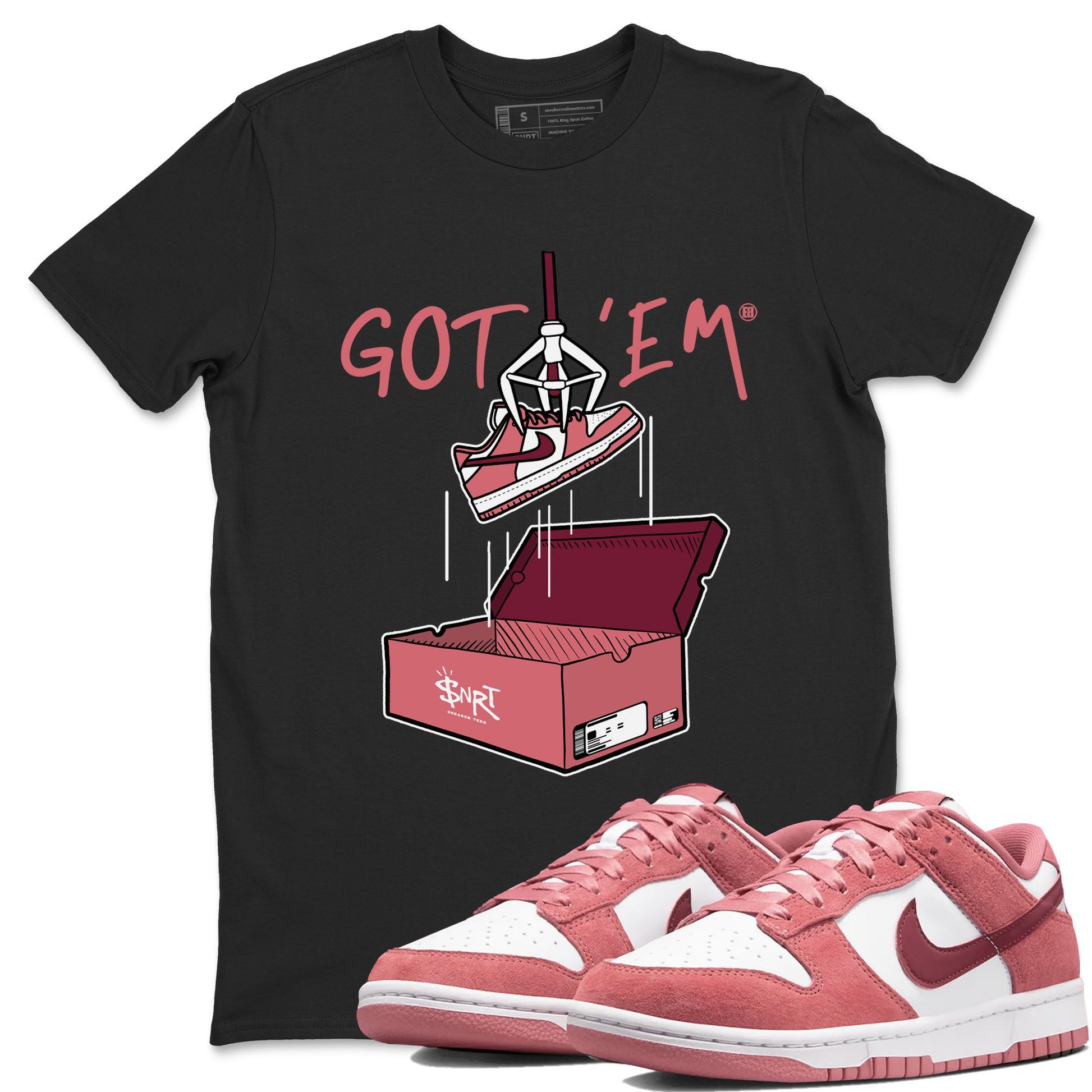 Dunk Valentine's Day shirt to match jordans New Treasure Hunter sneaker tees Dunk Valentines Day SNRT Sneaker Release Tees unisex cotton Black 1 crew neck shirt