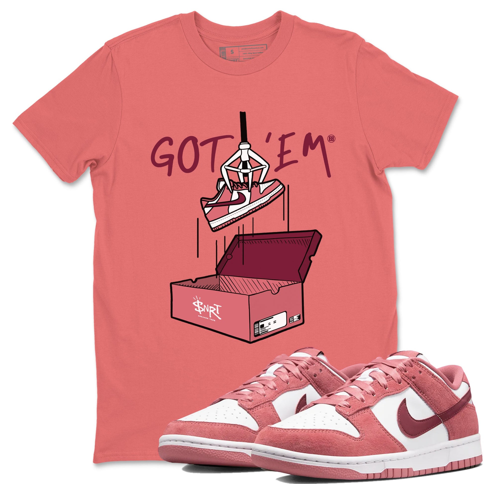 Dunk Valentine's Day shirt to match jordans New Treasure Hunter sneaker tees Dunk Valentines Day SNRT Sneaker Release Tees unisex cotton Coral 1 crew neck shirt