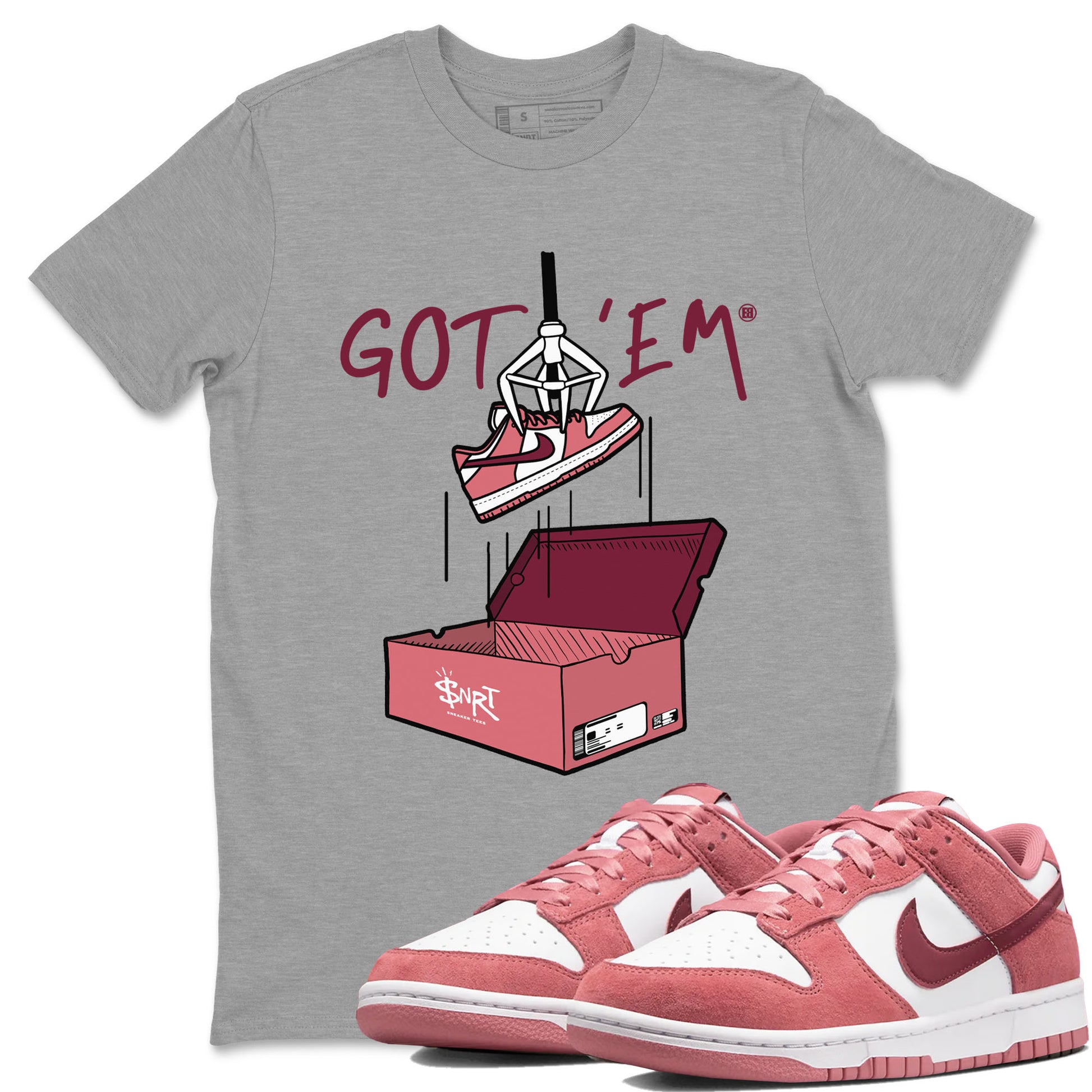 Dunk Valentine's Day shirt to match jordans New Treasure Hunter sneaker tees Dunk Valentines Day SNRT Sneaker Release Tees unisex cotton Heather Grey 1 crew neck shirt