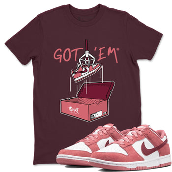 Dunk Valentine's Day shirt to match jordans New Treasure Hunter sneaker tees Dunk Valentines Day SNRT Sneaker Release Tees unisex cotton Maroon 1 crew neck shirt