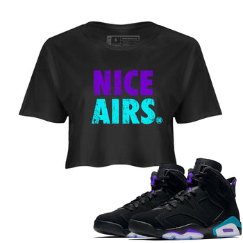 Air Jordan 6 Aqua shirt to match jordans Nice Airs sneaker tees AJ6 Aqua SNRT Sneaker Release Tees Black 1 Crop T-Shirt