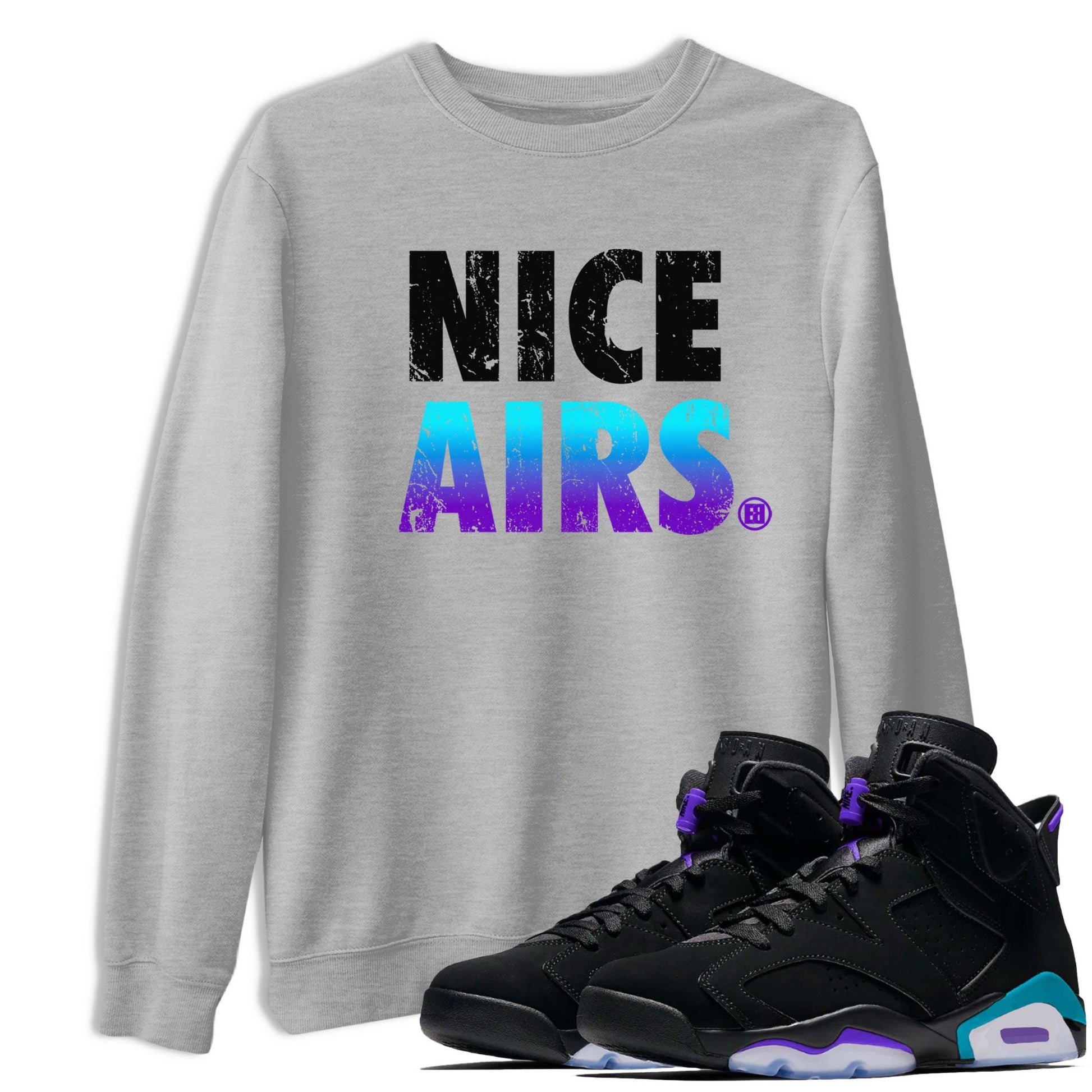 Air Jordan 6 Aqua shirt to match jordans Nice Airs sneaker tees AJ6 Aqua SNRT Sneaker Release Tees Unisex Heather Grey 1 T-Shirt