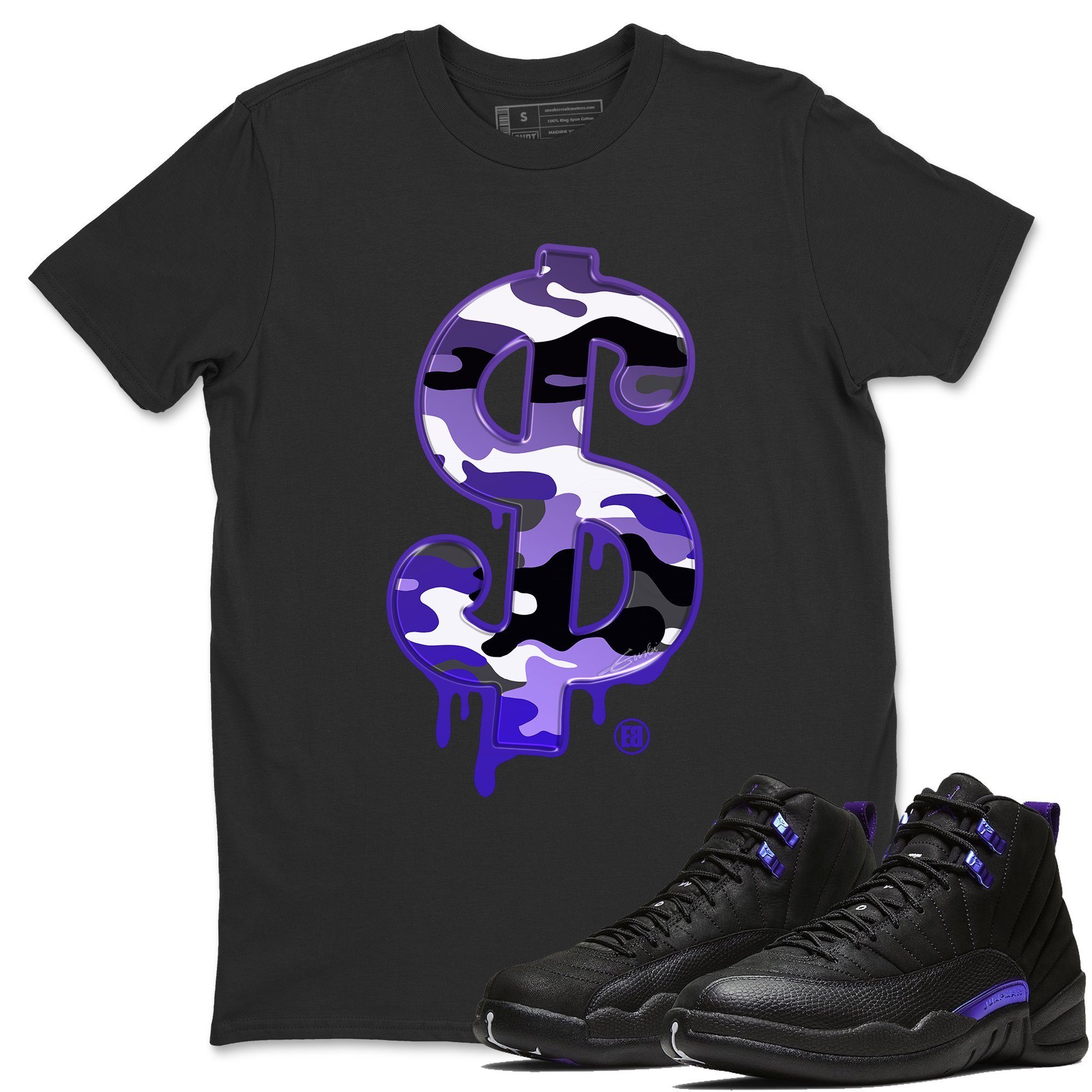Jordan 12 Dark Concord Sneaker Match Tees Dollar Camo Sneaker Tees Jordan 12 Dark Concord Sneaker Release Tees Unisex Shirts