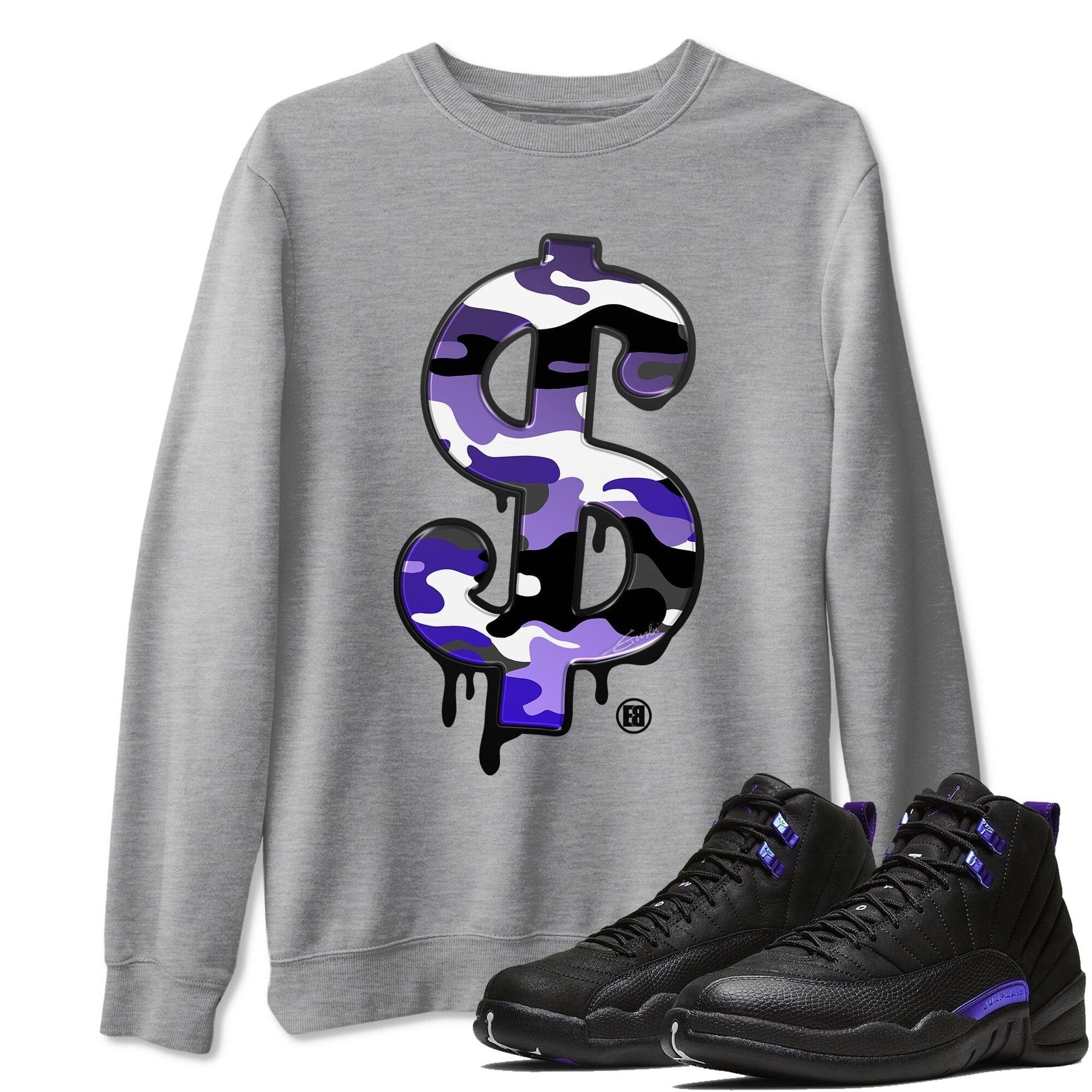 Jordan 12 Dark Concord Sneaker Match Tees Dollar Camo Sneaker Tees Jordan 12 Dark Concord Sneaker Release Tees Unisex Shirts