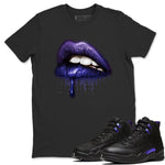 Jordan 12 Dark Concord Sneaker Match Tees Dripping Lips Sneaker Tees Jordan 12 Dark Concord Sneaker Release Tees Unisex Shirts