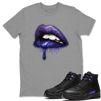 Jordan 12 Dark Concord Sneaker Match Tees Dripping Lips Sneaker Tees Jordan 12 Dark Concord Sneaker Release Tees Unisex Shirts