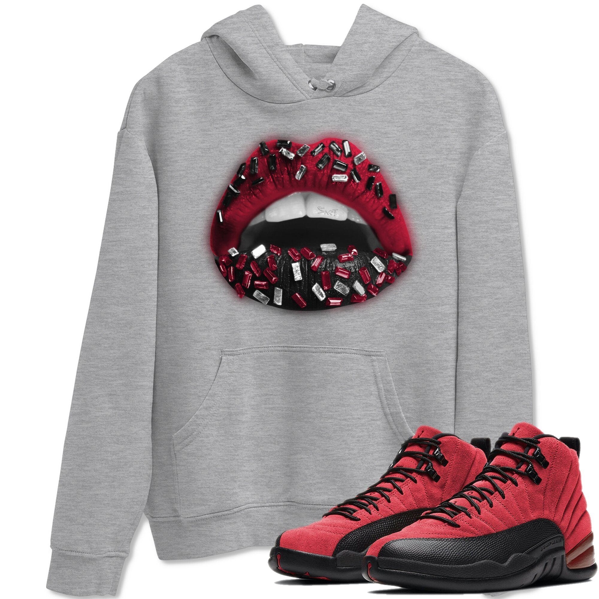 Jordan 12 Reverse Flu Game Sneaker Match Tees Lips Jewel Sneaker Tees Jordan 12 Reverse Flu Game Sneaker Release Tees Unisex Shirts