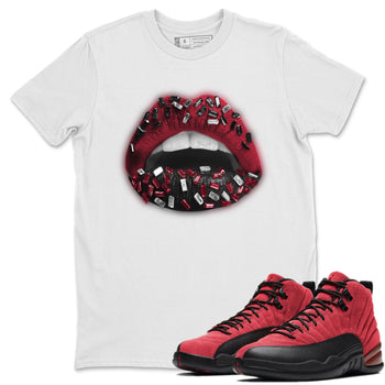 Jordan 12 Reverse Flu Game Sneaker Match Tees Lips Jewel Sneaker Tees Jordan 12 Reverse Flu Game Sneaker Release Tees Unisex Shirts