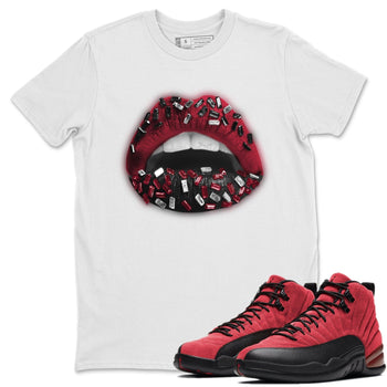 Jordan 12 Reverse Flu Game Sneaker Match Tees Lips Jewel Sneaker Tees Jordan 12 Reverse Flu Game Sneaker Release Tees Unisex Shirts