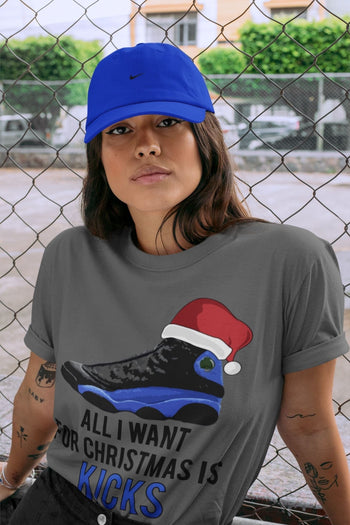 Jordan 13 Hyper Royal Sneaker Match Tees All i Want For Christmas is Kicks Sneaker Tees Jordan 13 Hyper Royal Sneaker Release Tees Unisex Shirts