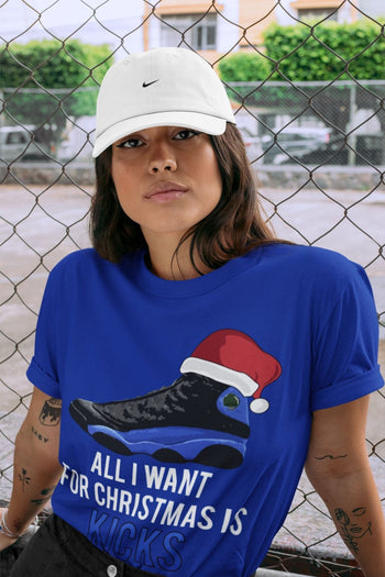 Jordan 13 Hyper Royal Sneaker Match Tees All i Want For Christmas is Kicks Sneaker Tees Jordan 13 Hyper Royal Sneaker Release Tees Unisex Shirts