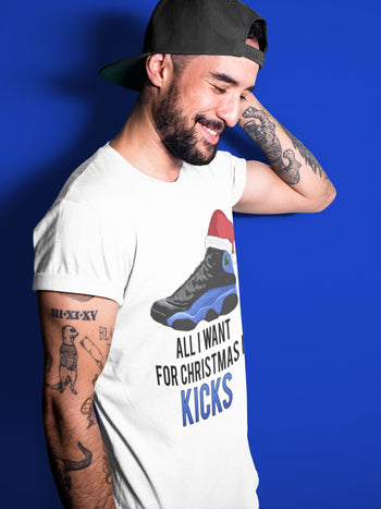 Jordan 13 Hyper Royal Sneaker Match Tees All i Want For Christmas is Kicks Sneaker Tees Jordan 13 Hyper Royal Sneaker Release Tees Unisex Shirts