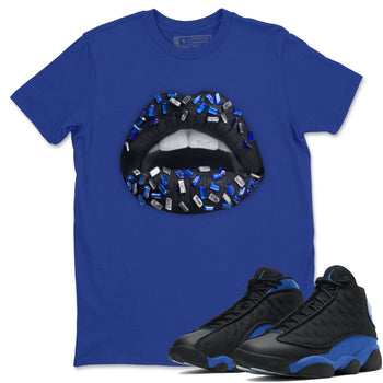 Jordan 13 Hyper Royal Sneaker Match Tees Lips Jewel Sneaker Tees Jordan 13 Hyper Royal Sneaker Release Tees Unisex Shirts