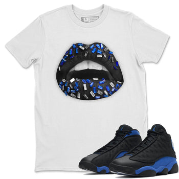 Jordan 13 Hyper Royal Sneaker Match Tees Lips Jewel Sneaker Tees Jordan 13 Hyper Royal Sneaker Release Tees Unisex Shirts