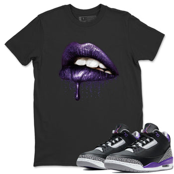 Jordan 3 Court Purple Sneaker Match Tees Dripping Lips Sneaker Tees Jordan 3 Court Purple Sneaker Release Tees Unisex Shirts