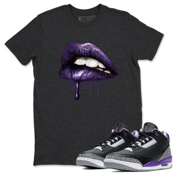 Jordan 3 Court Purple Sneaker Match Tees Dripping Lips Sneaker Tees Jordan 3 Court Purple Sneaker Release Tees Unisex Shirts
