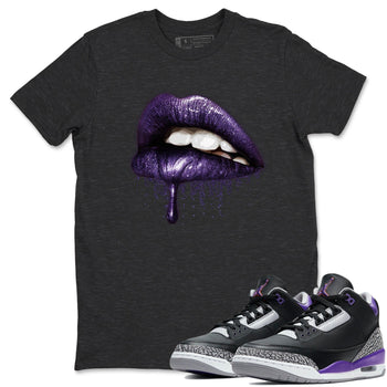 Jordan 3 Court Purple Sneaker Match Tees Dripping Lips Sneaker Tees Jordan 3 Court Purple Sneaker Release Tees Unisex Shirts