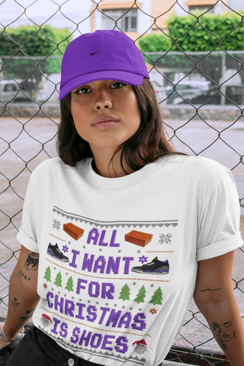 Jordan 3 Court Purple Sneaker Match Tees All I Want For Christmas Is Shoes Sneaker Tees Jordan 3 Court Purple Sneaker Release Tees Unisex Shirts