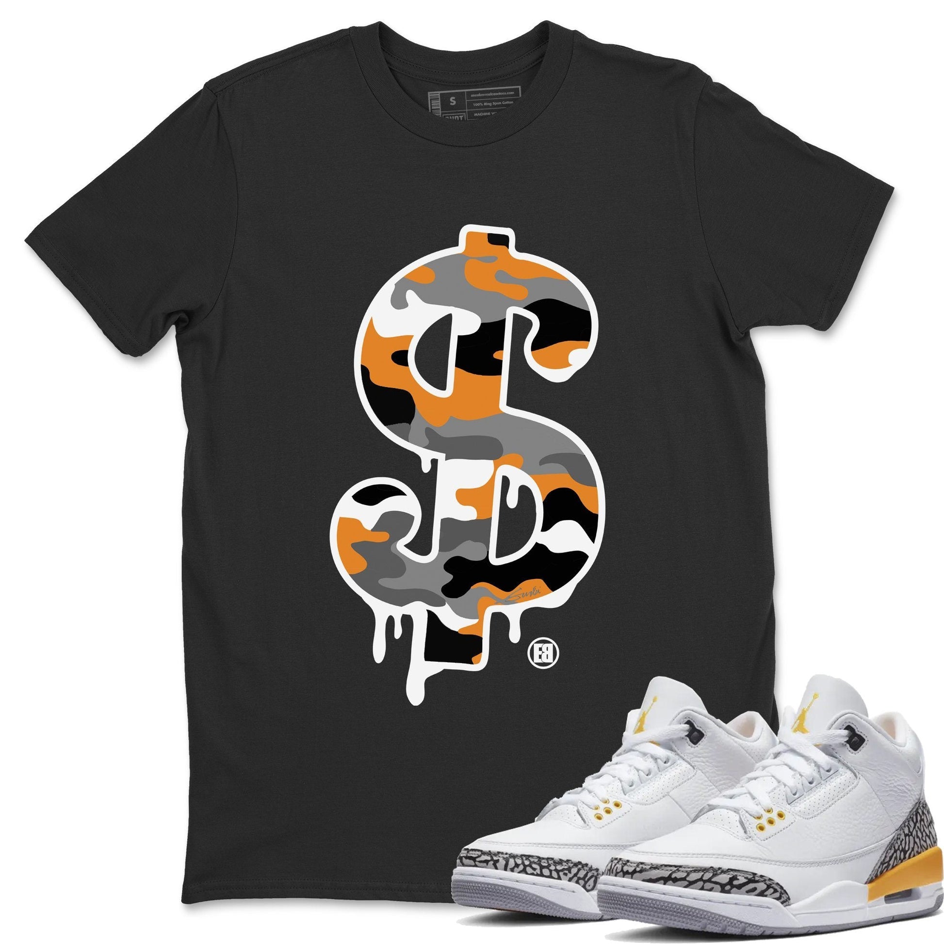 Jordan 3 Laser Orange Sneaker Match Tees Dollar Camo Sneaker Tees Jordan 3 Laser Orange Sneaker Release Tees Unisex Shirts