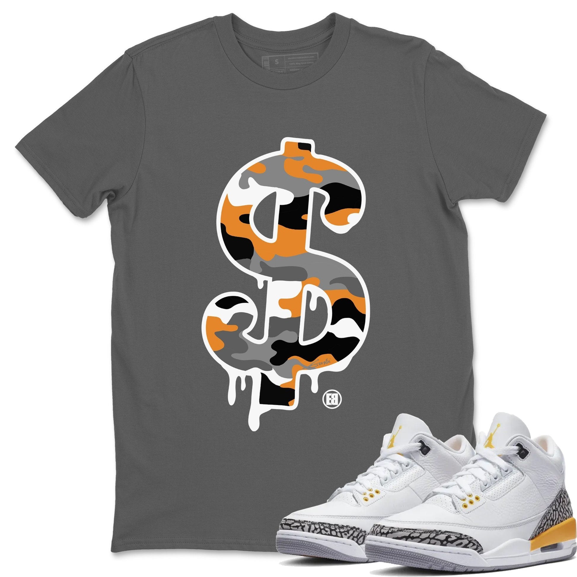 Jordan 3 Laser Orange Sneaker Match Tees Dollar Camo Sneaker Tees Jordan 3 Laser Orange Sneaker Release Tees Unisex Shirts