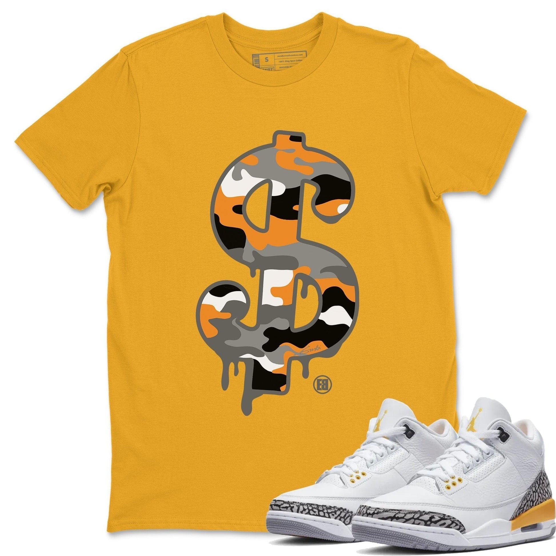 Jordan 3 Laser Orange Sneaker Match Tees Dollar Camo Sneaker Tees Jordan 3 Laser Orange Sneaker Release Tees Unisex Shirts